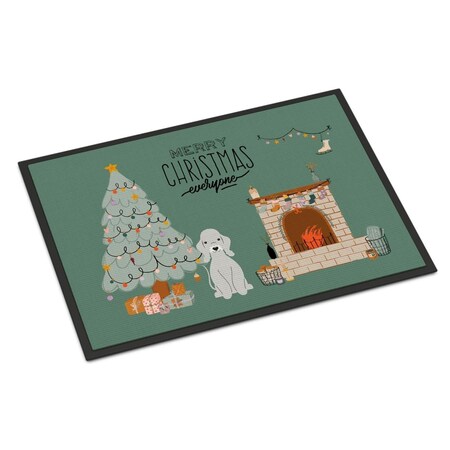 Carolines Treasures 18 x 27 in. Blue Bedlington Terrier Christmas Everyone Indoor or Outdoor Mat CK7653MAT